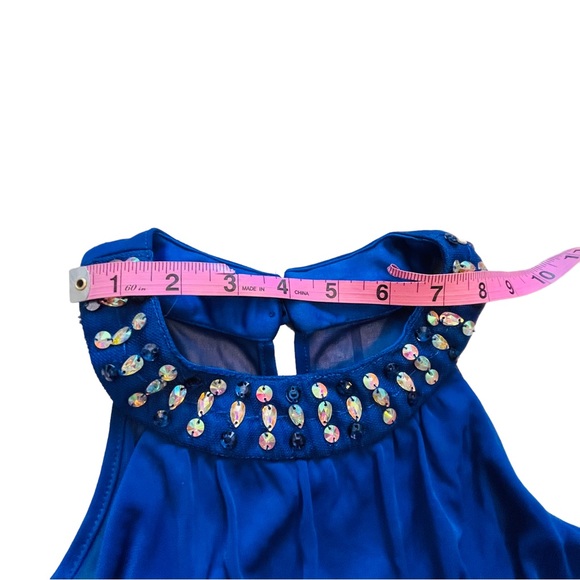Poppies and Roses Royal Blue Jeweled Collar Jumpsuit - Size 12 - Picture 12 of 16